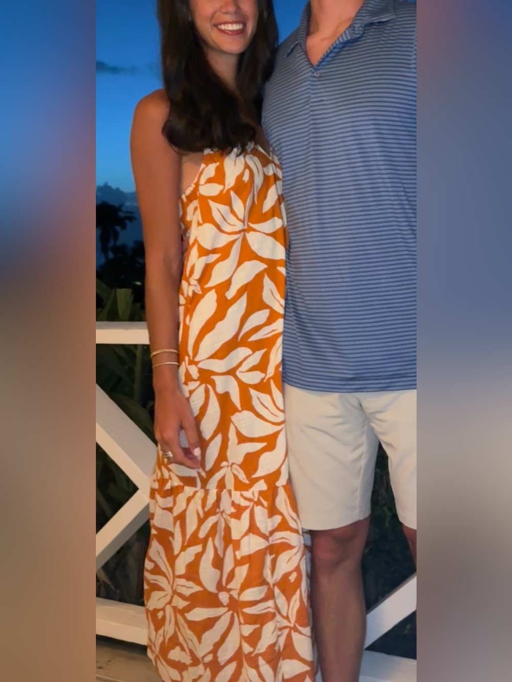 H&M Women's Orange Floral Print Dress